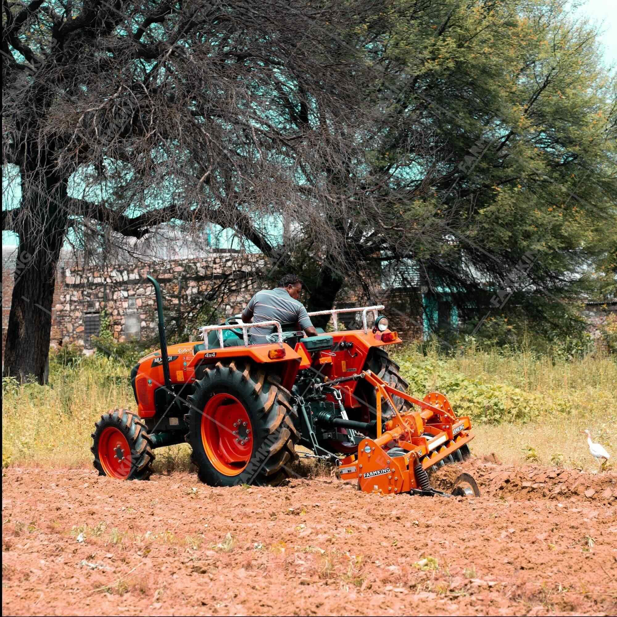 Rotary Disc Harrow attached to the tractor